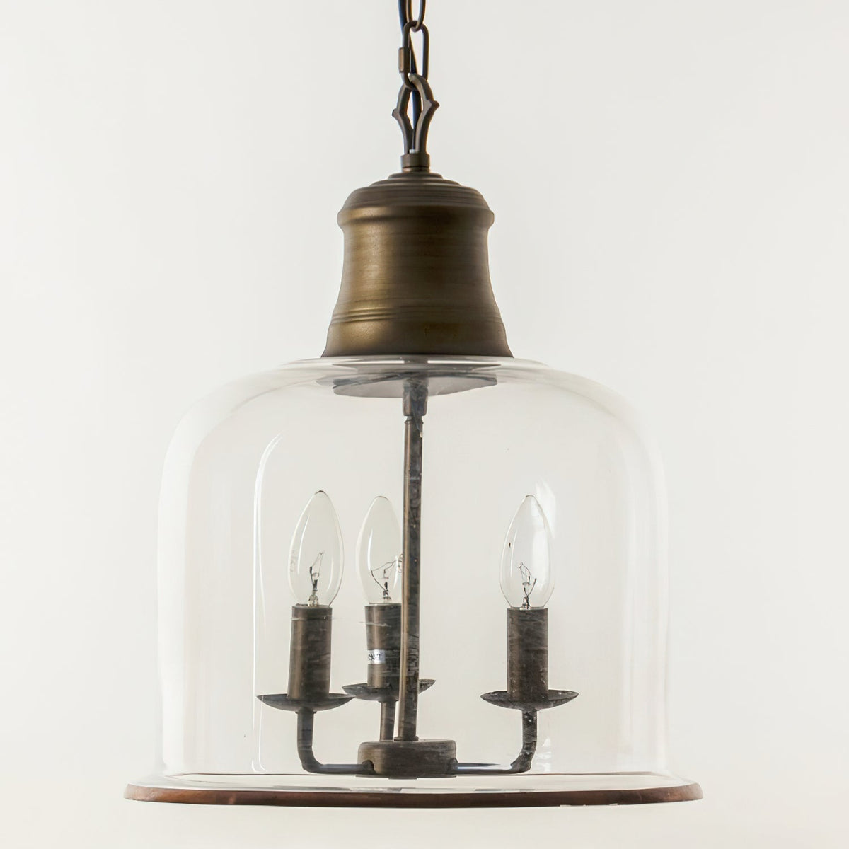 Iron & Glass Drop Chandelier with Metal Chain – Overhead Fixture for Kitchen, Dining, or Entryway | Thomler