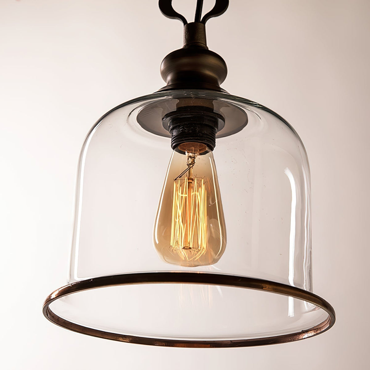 Iron & Glass Drop Chandelier with Metal Chain – Overhead Fixture for Kitchen, Dining, or Entryway | Thomler