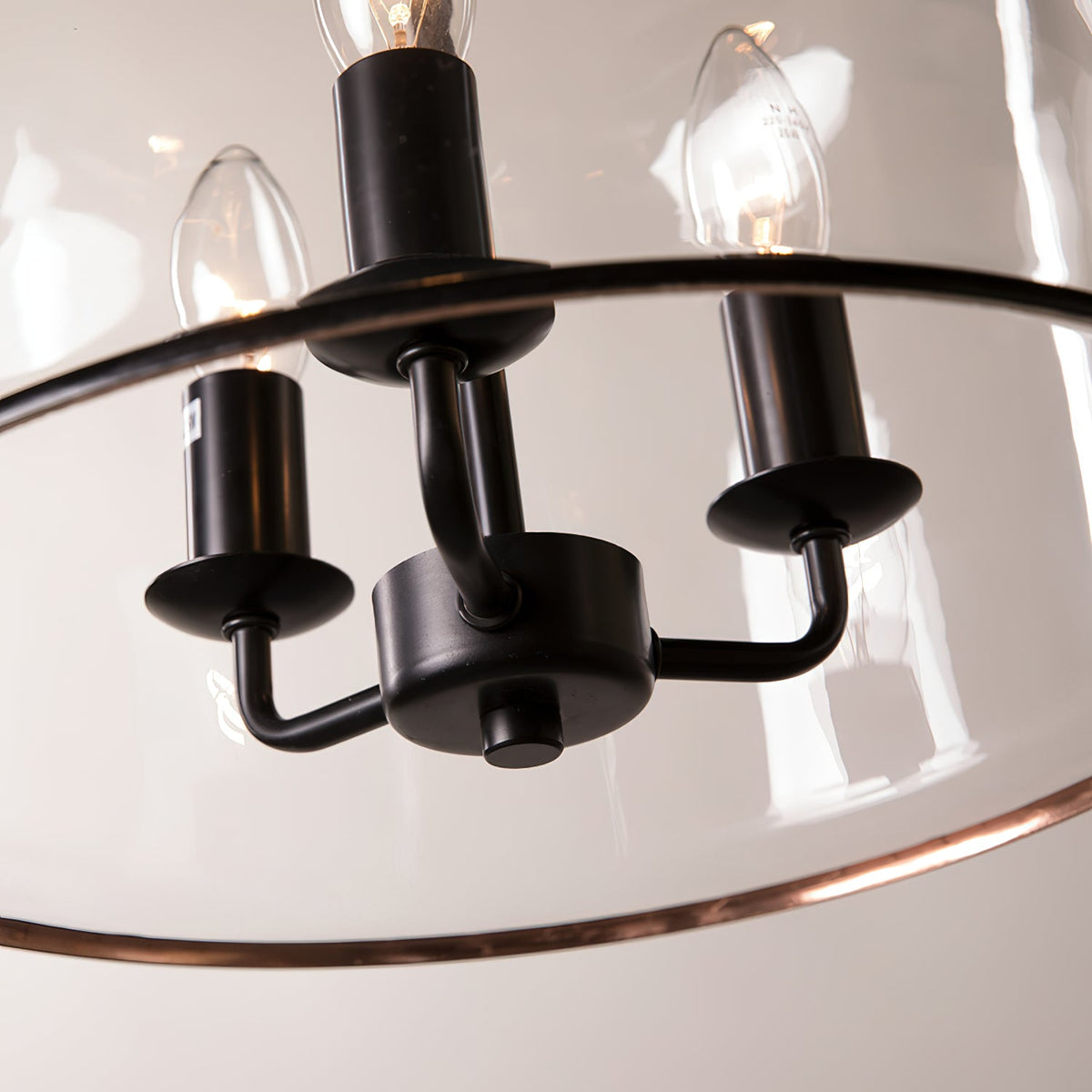 Iron & Glass Drop Chandelier with Metal Chain – Overhead Fixture for Kitchen, Dining, or Entryway | Thomler