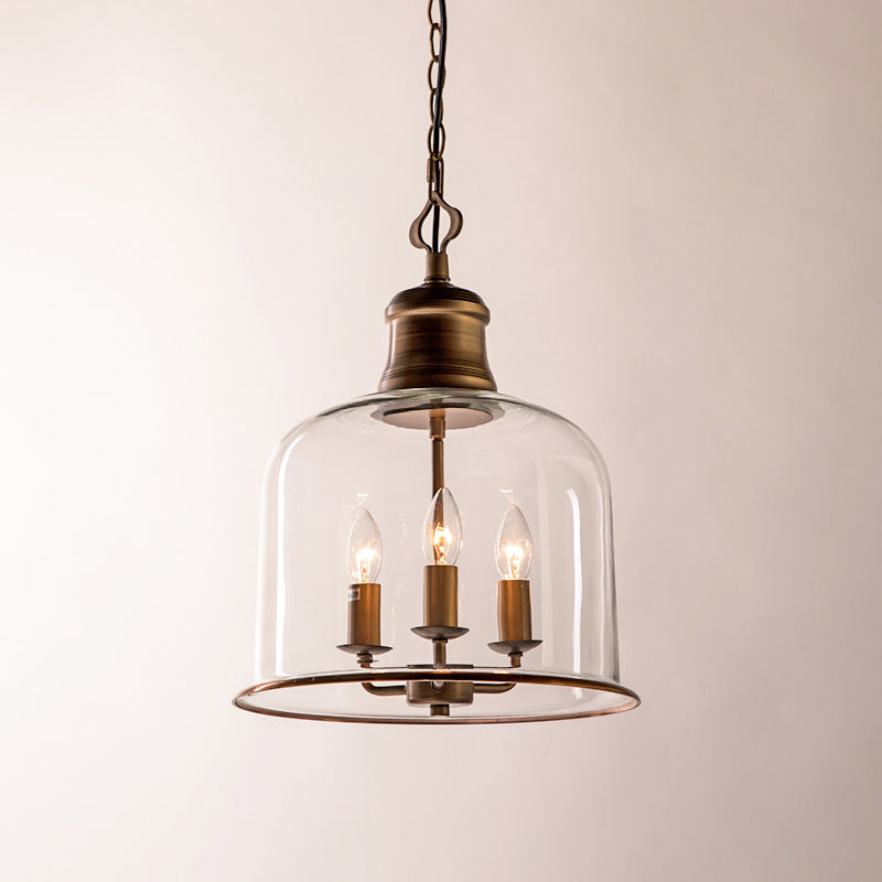 Iron & Glass Drop Chandelier with Metal Chain – Overhead Fixture for Kitchen, Dining, or Entryway | Thomler