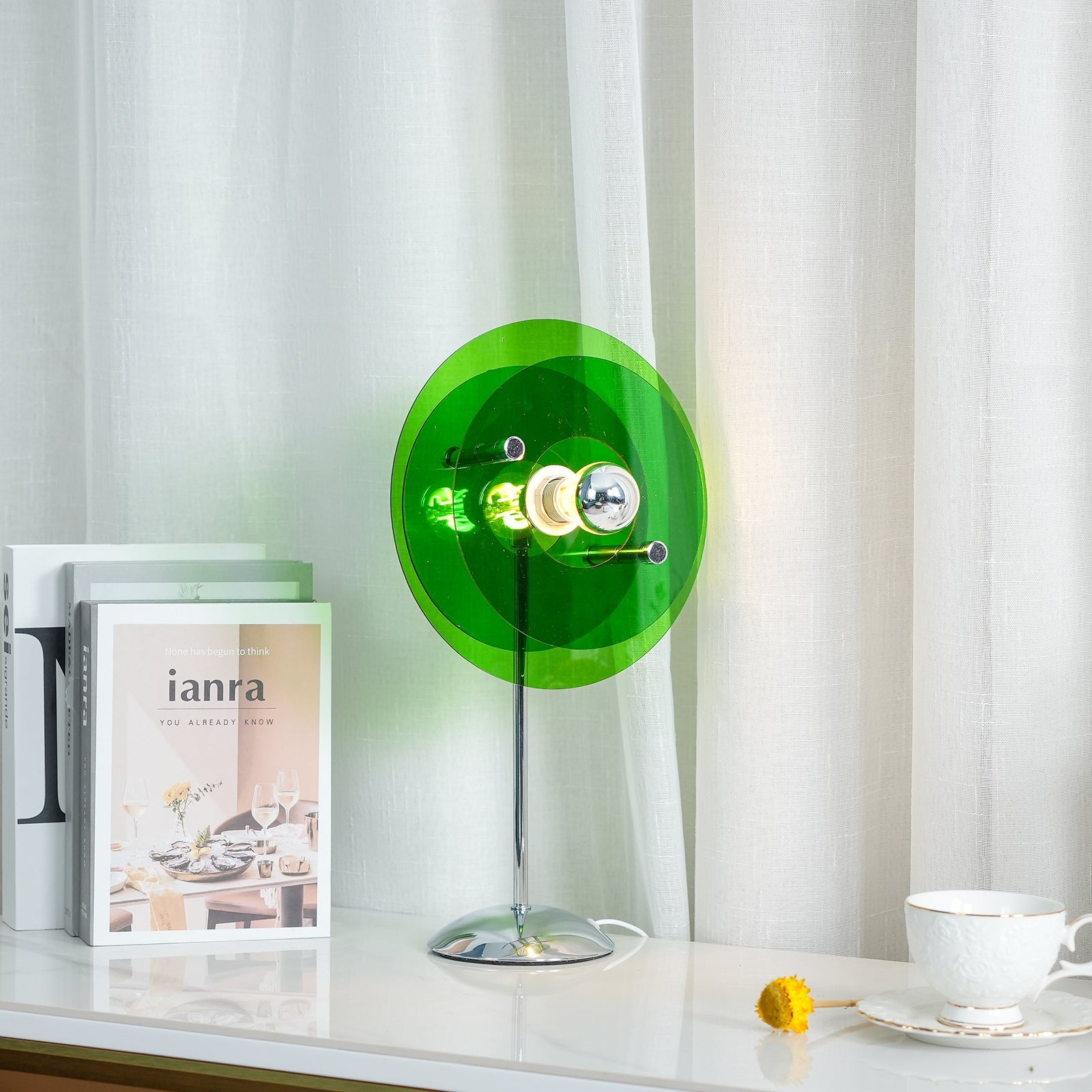 Table Lamp Acrylic 9.1 in Green Modern Desk Bedside LED Lighting Fixture | Thomler