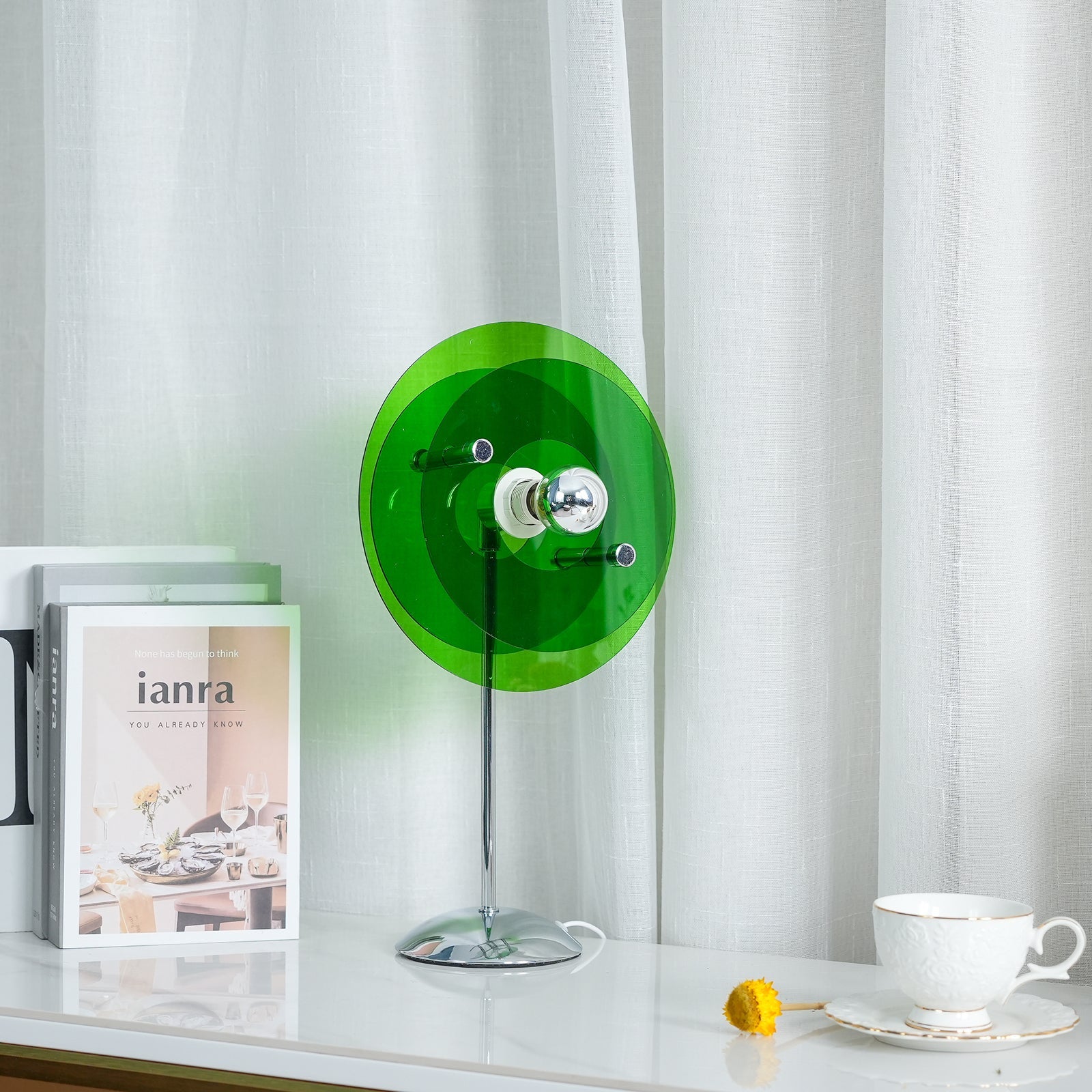 Table Lamp Acrylic 9.1 in Green Modern Desk Bedside LED Lighting Fixture | Thomler