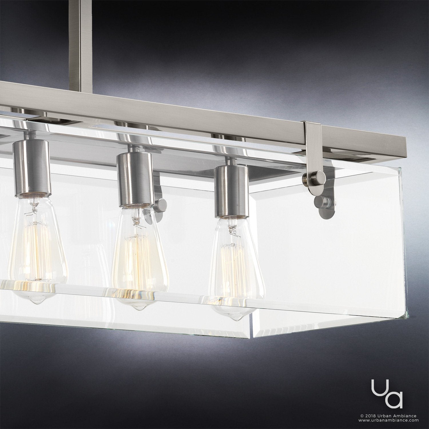 Pendant Light Glass Steel 93.3 cm Brushed Nickel Dining Room Kitchen Island Linear Hanging Ceiling Lamp Adjustable | Thomler