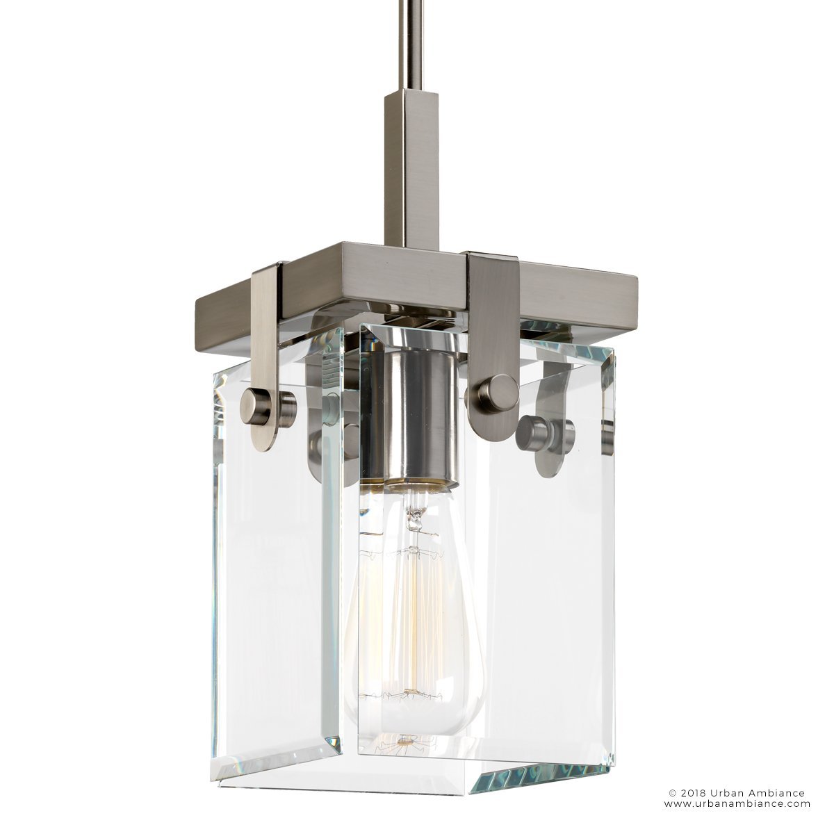 Hanglamp Cube Glas Nikkel 30cm Modern Industrieel E26 | Sansoti