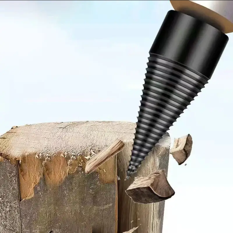 Firewood Splitting Drill Bit for Power Tools - High Carbon Steel Wood Splitter Attachment for Electric Drills - Fits All Drill Sizes | Thomler
