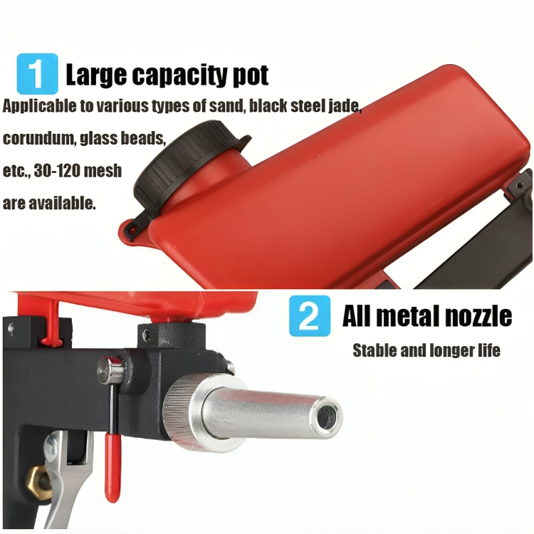 Pneumatic Sandblasting Gun Steel 6.5 mm Nozzle 632 g Metal Surface Cleaning Rust Paint Removal | Thomler