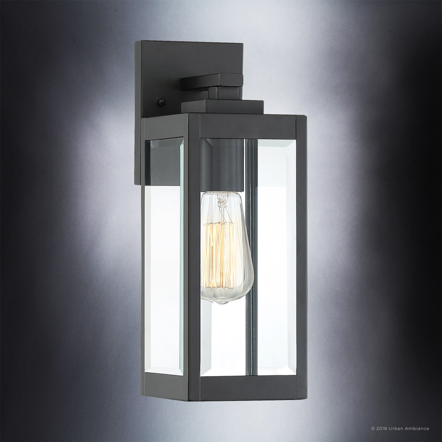 Outdoor Wall Lamp Steel Glass 36.2 cm Black Front Door Patio Modern Farmhouse Exterior Light Waterproof E26 | Thomler