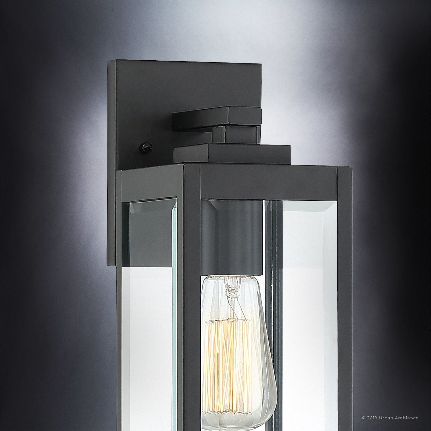 Outdoor Wall Lamp Steel Glass 36.2 cm Black Front Door Patio Modern Farmhouse Exterior Light Waterproof E26 | Thomler