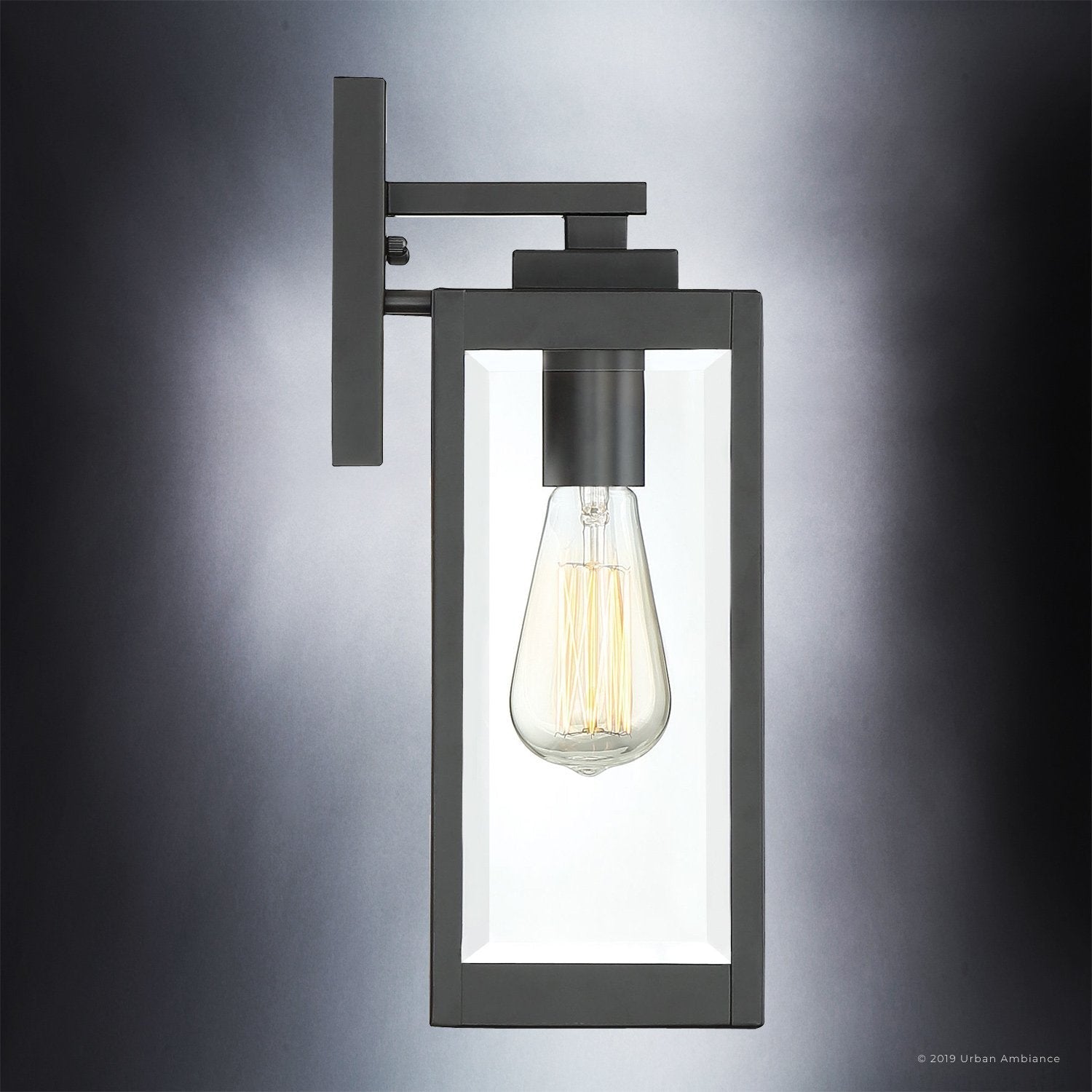 Outdoor Wall Lamp Steel Glass 36.2 cm Black Front Door Patio Modern Farmhouse Exterior Light Waterproof E26 | Thomler