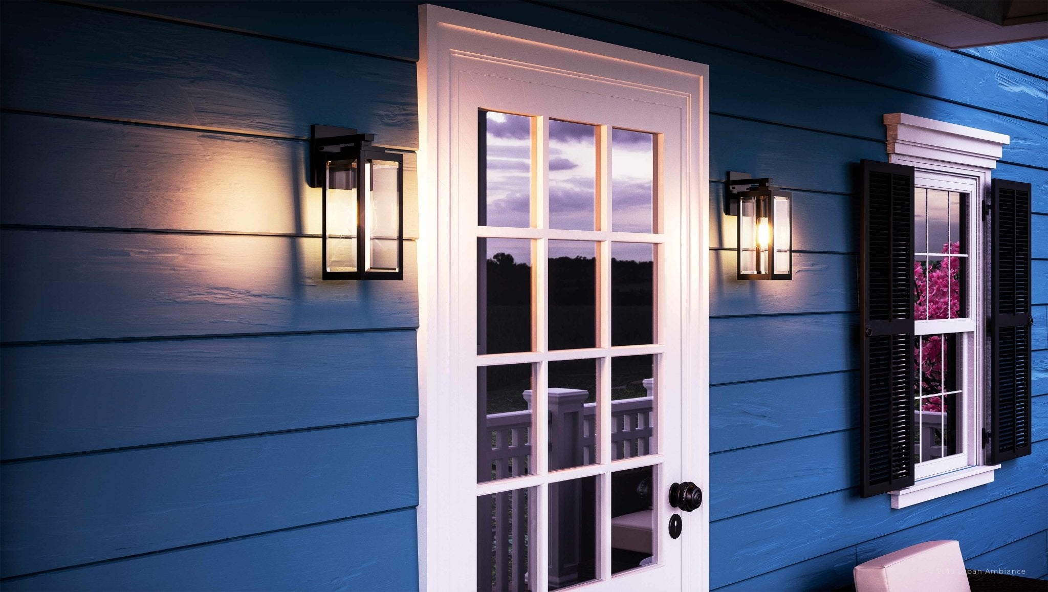 Outdoor Wall Lamp Steel Glass 36.2 cm Black Front Door Patio Modern Farmhouse Exterior Light Waterproof E26 | Thomler