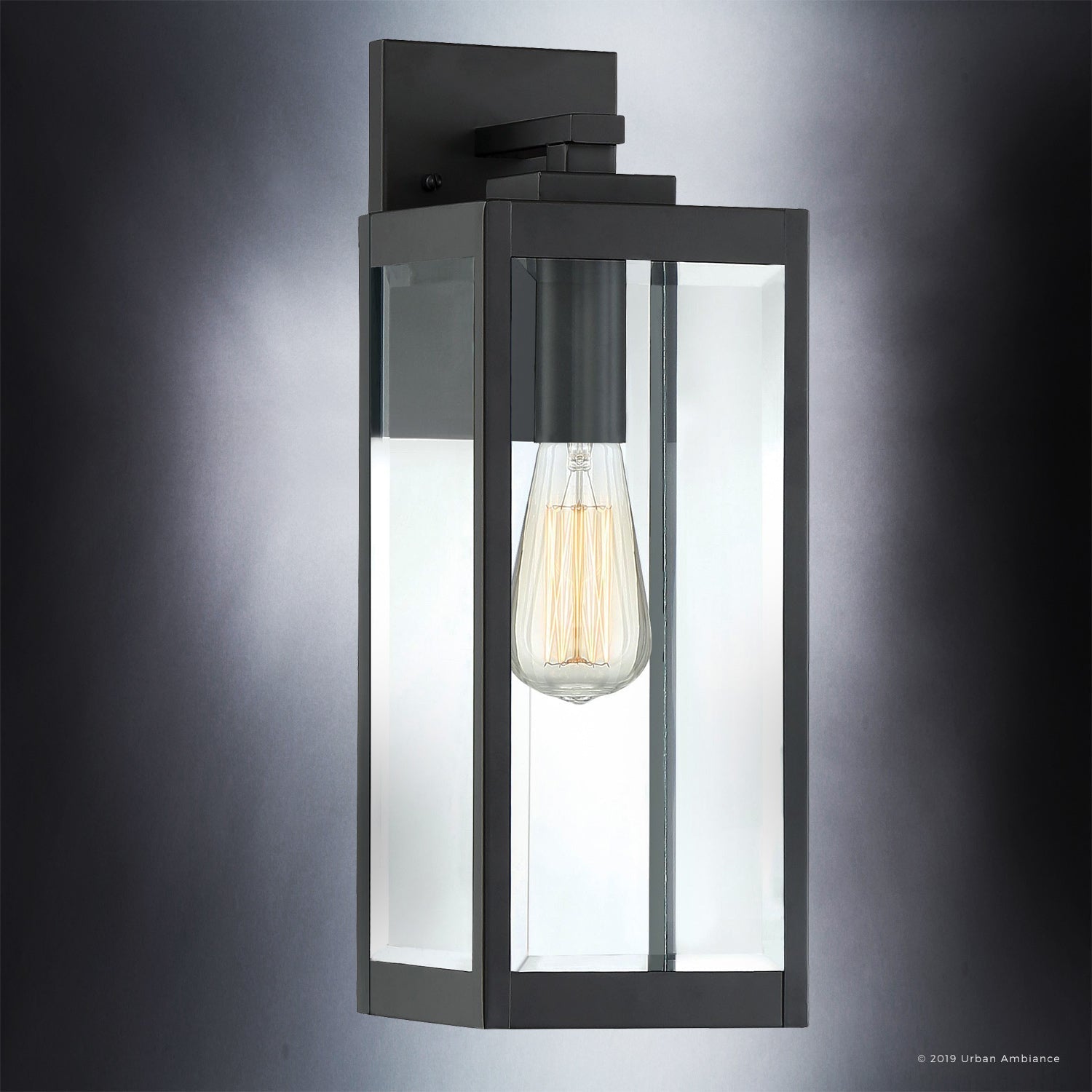 Wall Lamp Steel Glass 43.2 cm Black Outdoor Front Door Patio Lighting Waterproof Farmhouse Exterior Wall Light | Thomler
