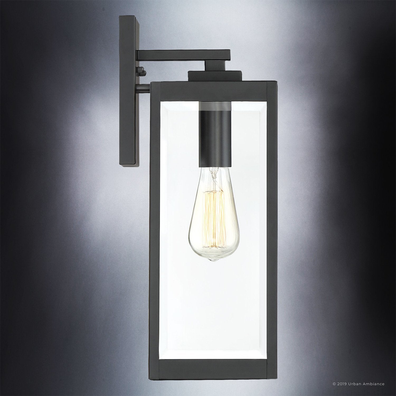 Wall Lamp Steel Glass 43.2 cm Black Outdoor Front Door Patio Lighting Waterproof Farmhouse Exterior Wall Light | Thomler