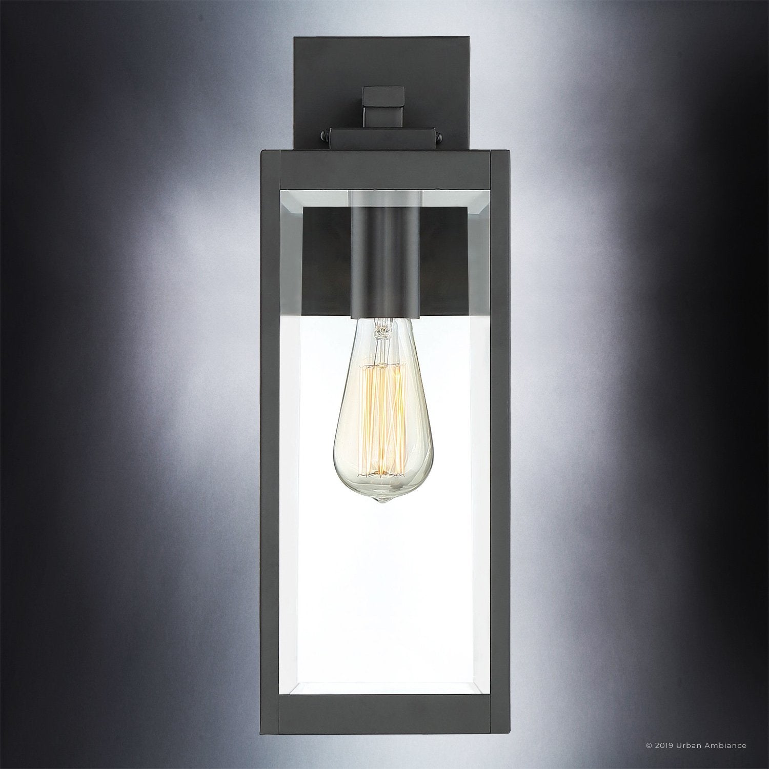 Wall Lamp Steel Glass 43.2 cm Black Outdoor Front Door Patio Lighting Waterproof Farmhouse Exterior Wall Light | Thomler