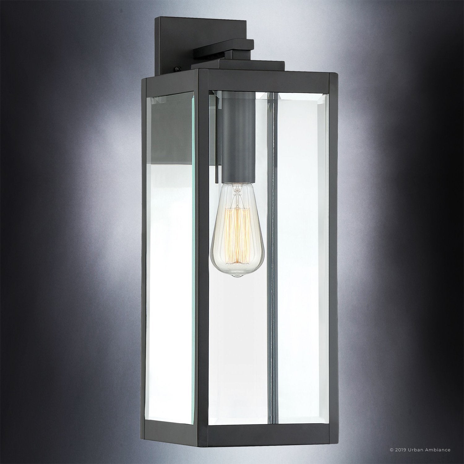 Outdoor Wall Lamp Steel Glass 50.8 cm Black Front Door Facade Lighting Modern Farmhouse Weather Resistant Entrance Light | Thomler
