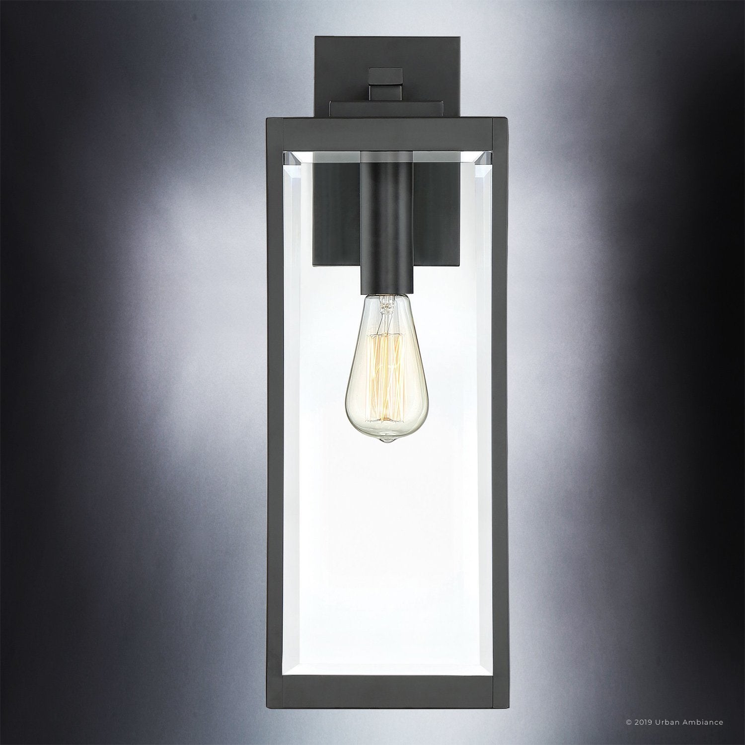 Outdoor Wall Lamp Steel Glass 50.8 cm Black Front Door Facade Lighting Modern Farmhouse Weather Resistant Entrance Light | Thomler