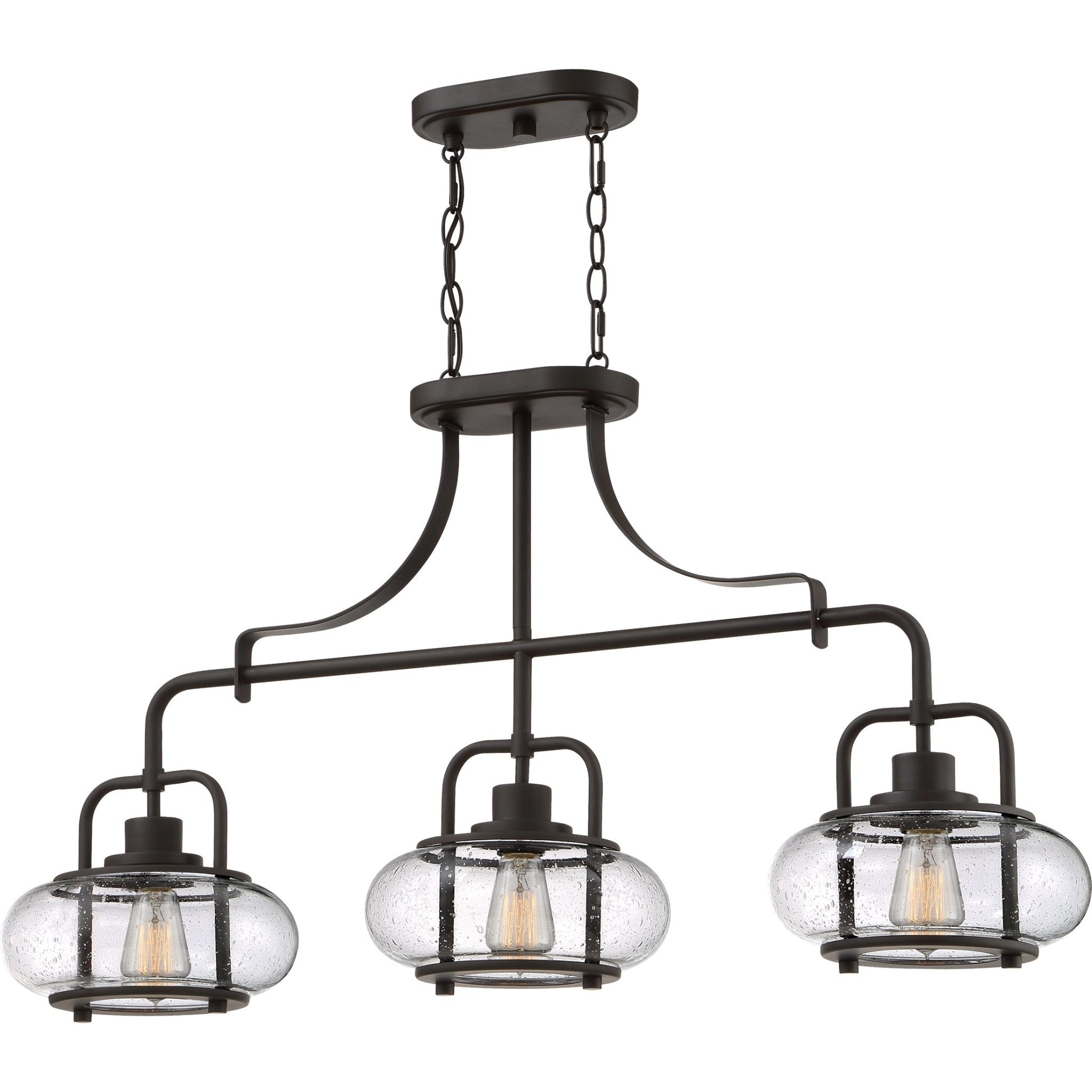 Kroonluchter Donker Brons Met Glasbollen 3 Lichts 96cm | Sansoti