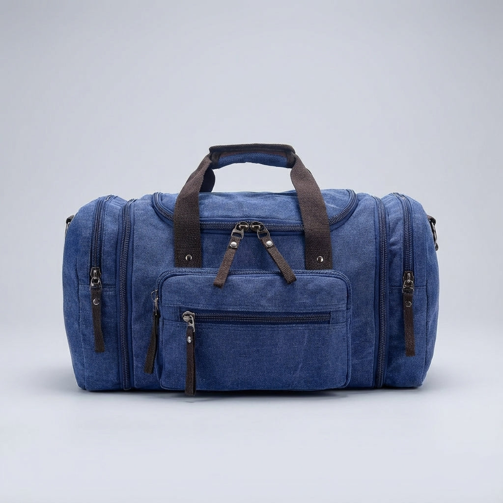 Adjustable Weekend Travel Duffel with Zip-Out Expansion – 40L to 50L Heavy-Duty Cotton Carryall for Gym, Trips & Sports | Thomler