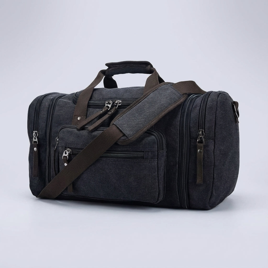 Adjustable Weekend Travel Duffel with Zip-Out Expansion – 40L to 50L Heavy-Duty Cotton Carryall for Gym, Trips & Sports | Thomler