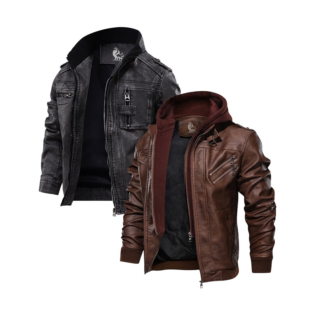 Men's Jacket 2-Pack Bundle – Black & Tan Brown Casual Outerwear Set for Everyday Comfort & Style | Thomler