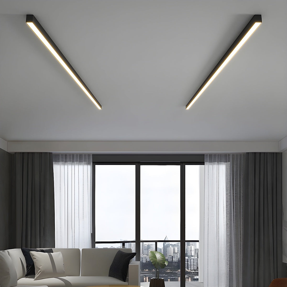 Ultra-Slim Linear LED Ceiling Light for Modern Kitchens & Offices – Flush Mount 2-4 Foot Bar Fixture | Thomler