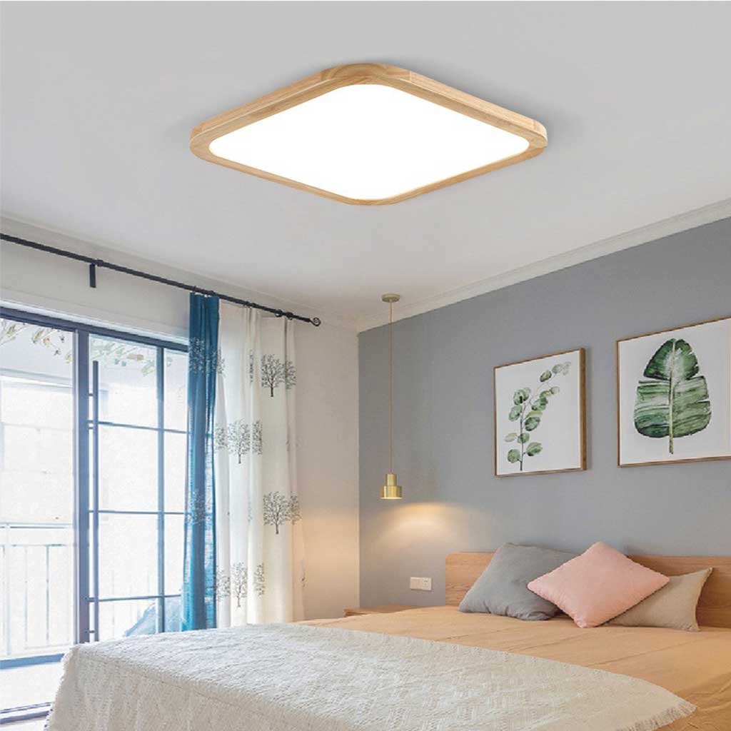 Flush Mount Ceiling Light Wood Ultra Thin 47 in Adjustable LED Living Room Bedroom Study Hallway | Thomler