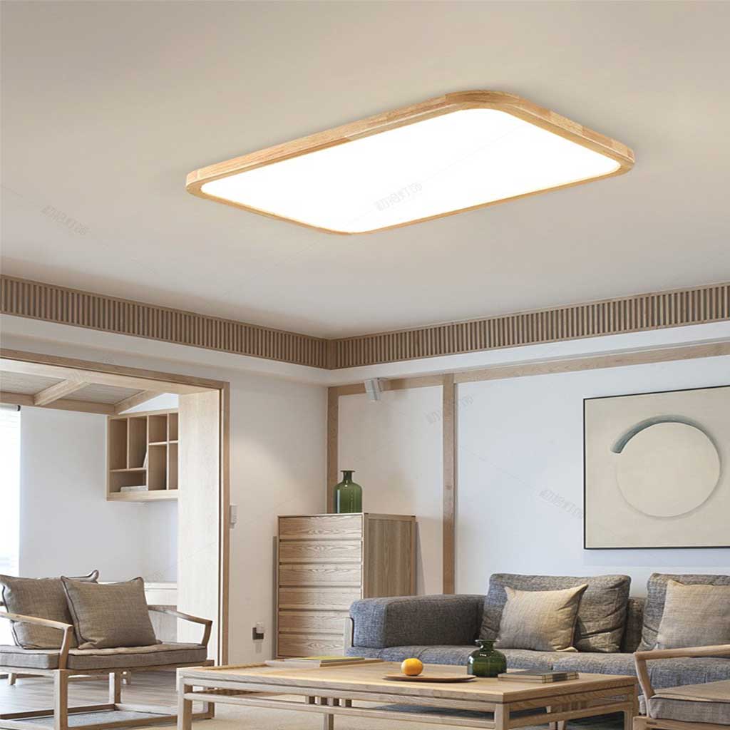 Flush Mount Ceiling Light Wood Ultra Thin 47 in Adjustable LED Living Room Bedroom Study Hallway | Thomler