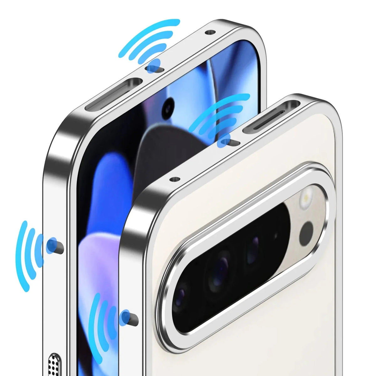 Metal Phone Bumper Case for Google Pixel with Cooling Vents & Camera Protector – Shock-Absorbing Aluminum Frame for Pixel 8, 9, 10, 11 | Thomler