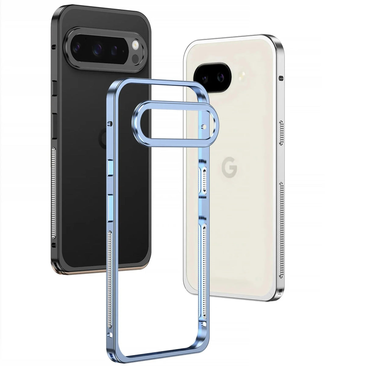 Metal Phone Bumper Case for Google Pixel with Cooling Vents & Camera Protector – Shock-Absorbing Aluminum Frame for Pixel 8, 9, 10, 11 | Thomler