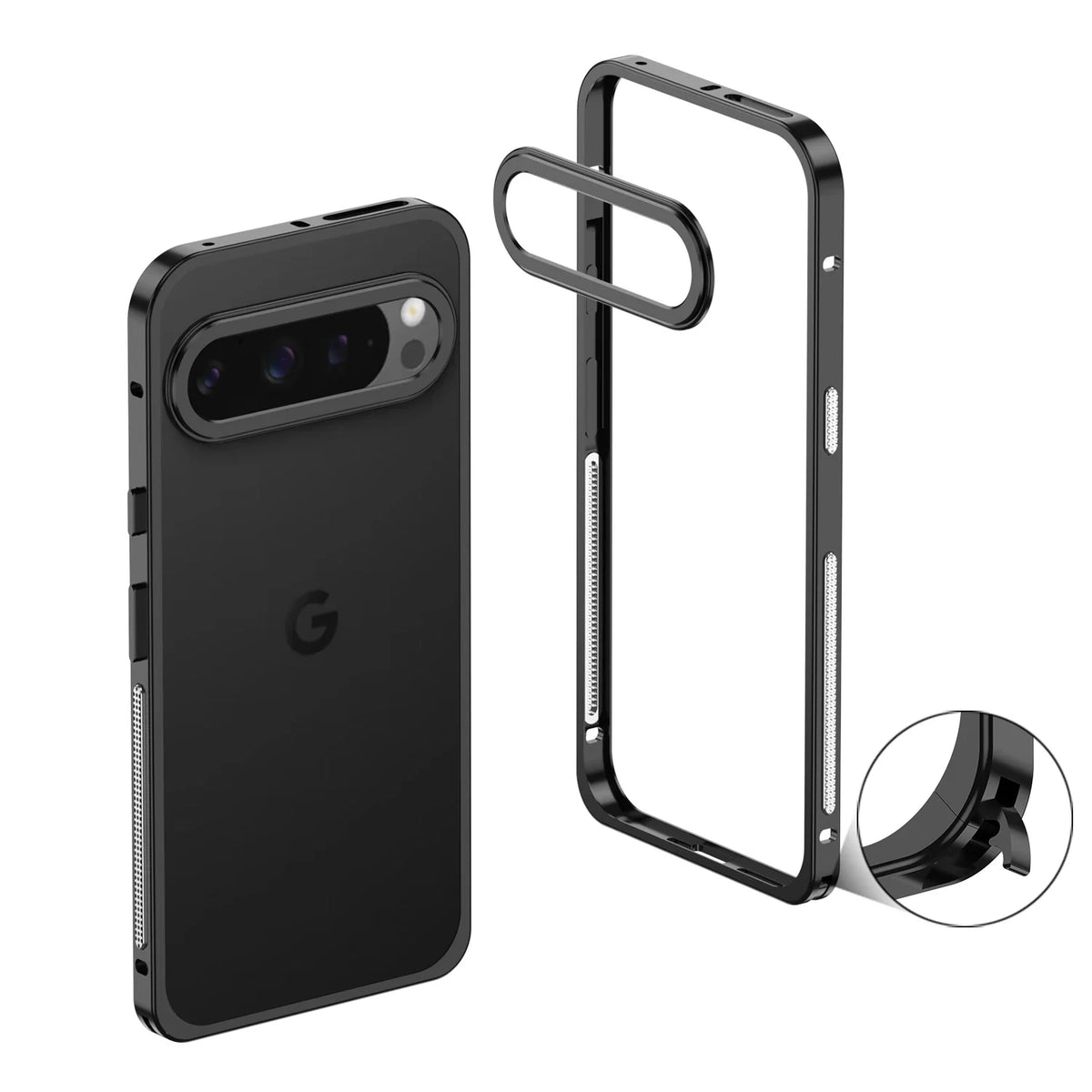 Metal Phone Bumper Case for Google Pixel with Cooling Vents & Camera Protector – Shock-Absorbing Aluminum Frame for Pixel 8, 9, 10, 11 | Thomler