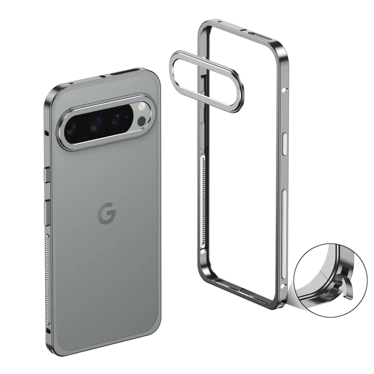 Metal Phone Bumper Case for Google Pixel with Cooling Vents & Camera Protector – Shock-Absorbing Aluminum Frame for Pixel 8, 9, 10, 11 | Thomler