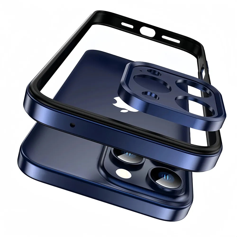 Minimalist Aluminum iPhone Bumper Case with Flat Edge Design & Camera Protector for iPhone 13-17 Pro Max Air Plus | Thomler