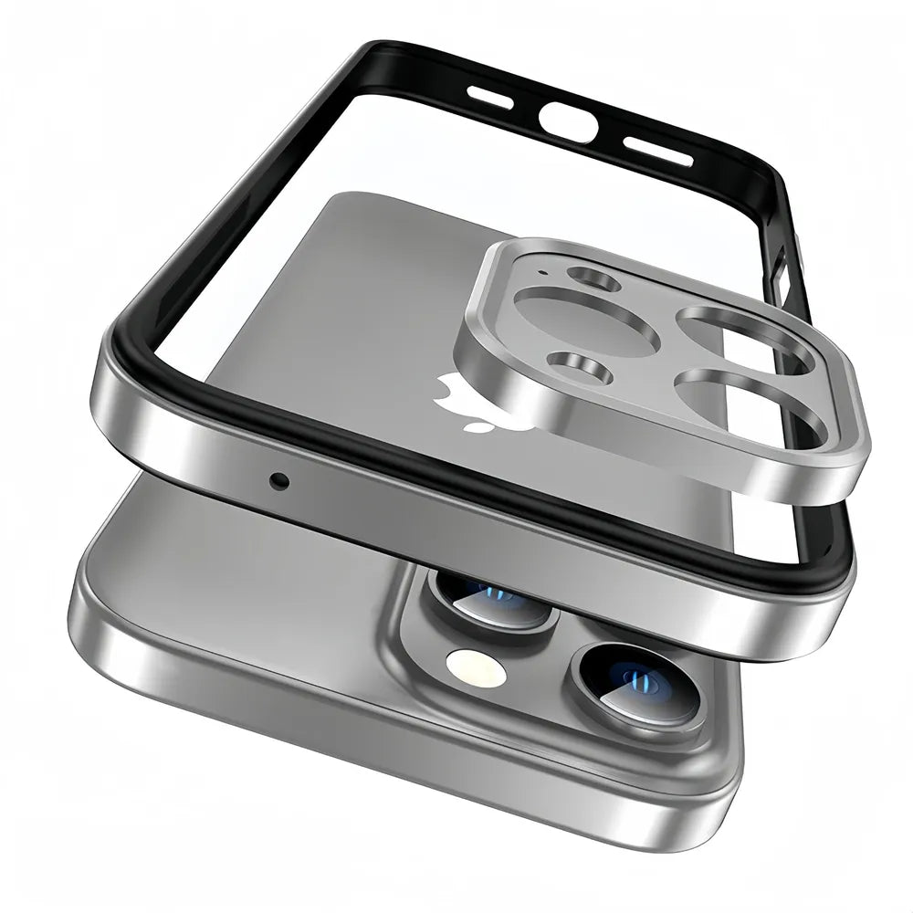 Minimalist Aluminum iPhone Bumper Case with Flat Edge Design & Camera Protector for iPhone 13-17 Pro Max Air Plus | Thomler