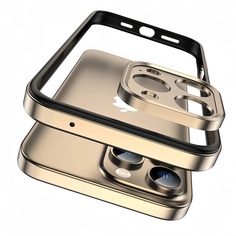 Minimalist Aluminum iPhone Bumper Case with Flat Edge Design & Camera Protector for iPhone 13-17 Pro Max Air Plus | Thomler