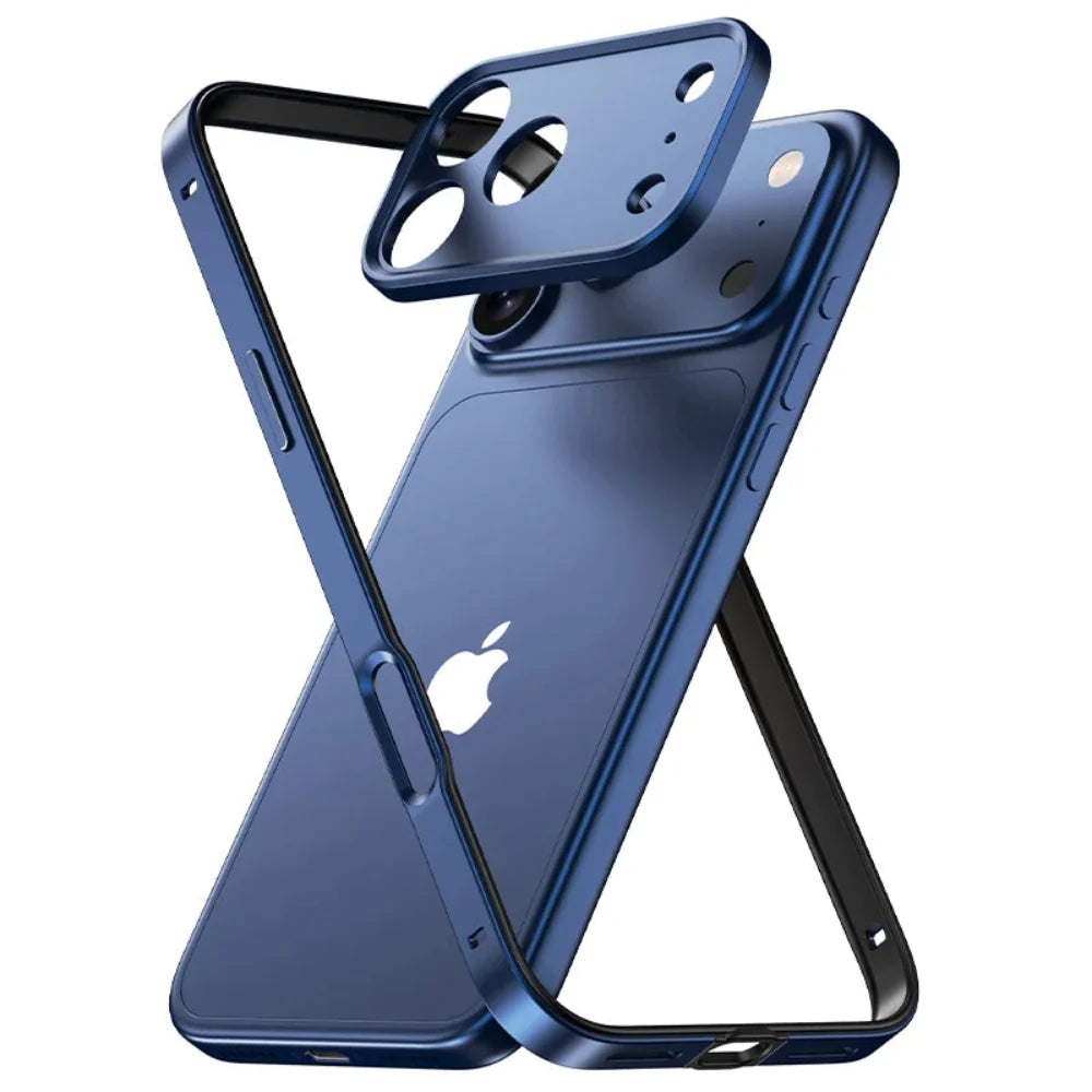 Minimalist Aluminum iPhone Bumper Case with Flat Edge Design & Camera Protector for iPhone 13-17 Pro Max Air Plus | Thomler