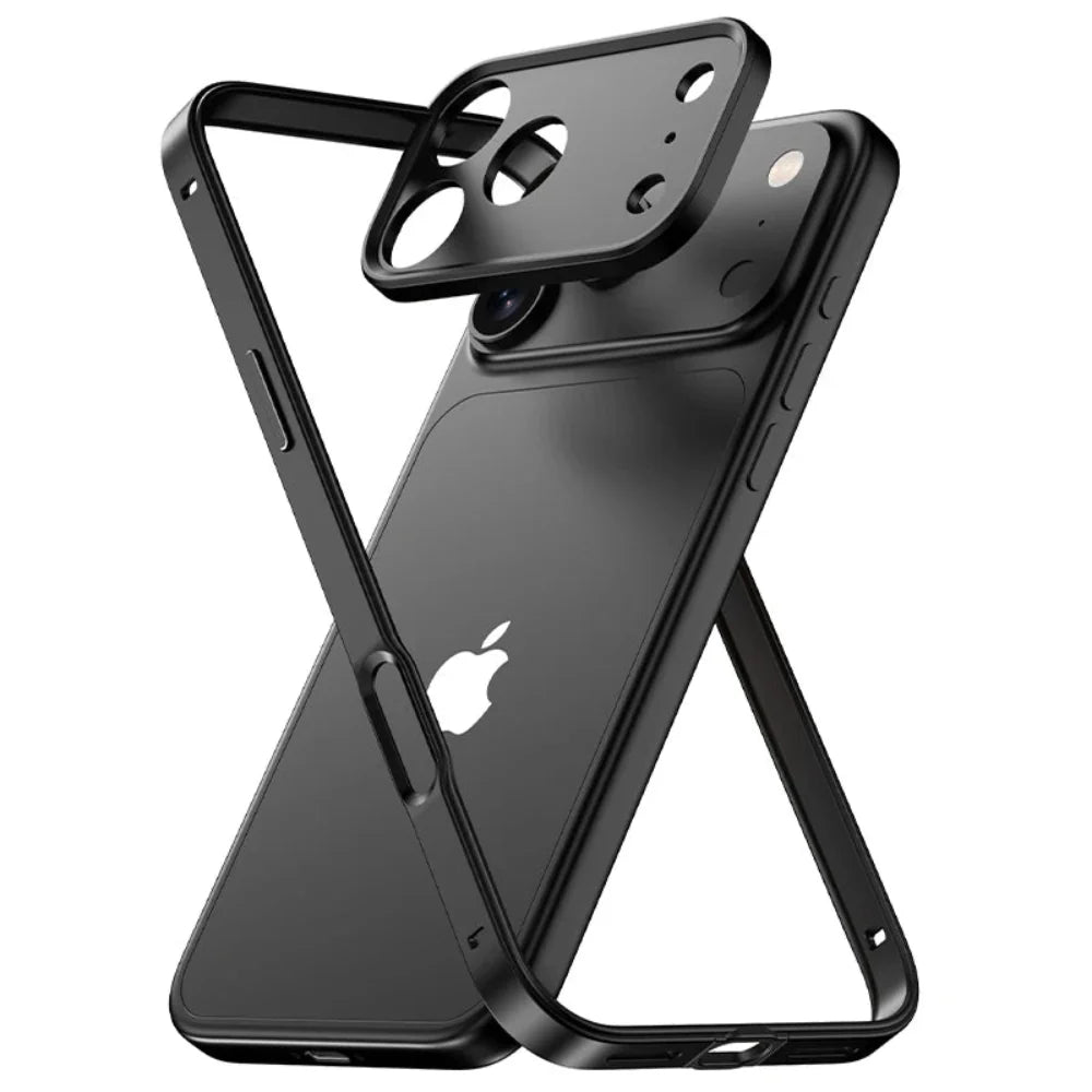 Minimalist Aluminum iPhone Bumper Case with Flat Edge Design & Camera Protector for iPhone 13-17 Pro Max Air Plus | Thomler