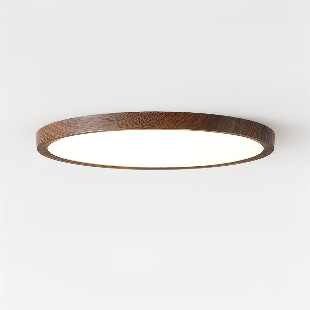Slimline Flush-Mount LED Overhead Fixture – Faux Wood Grain Acrylic Panel – 12-20 in Diameter | Thomler