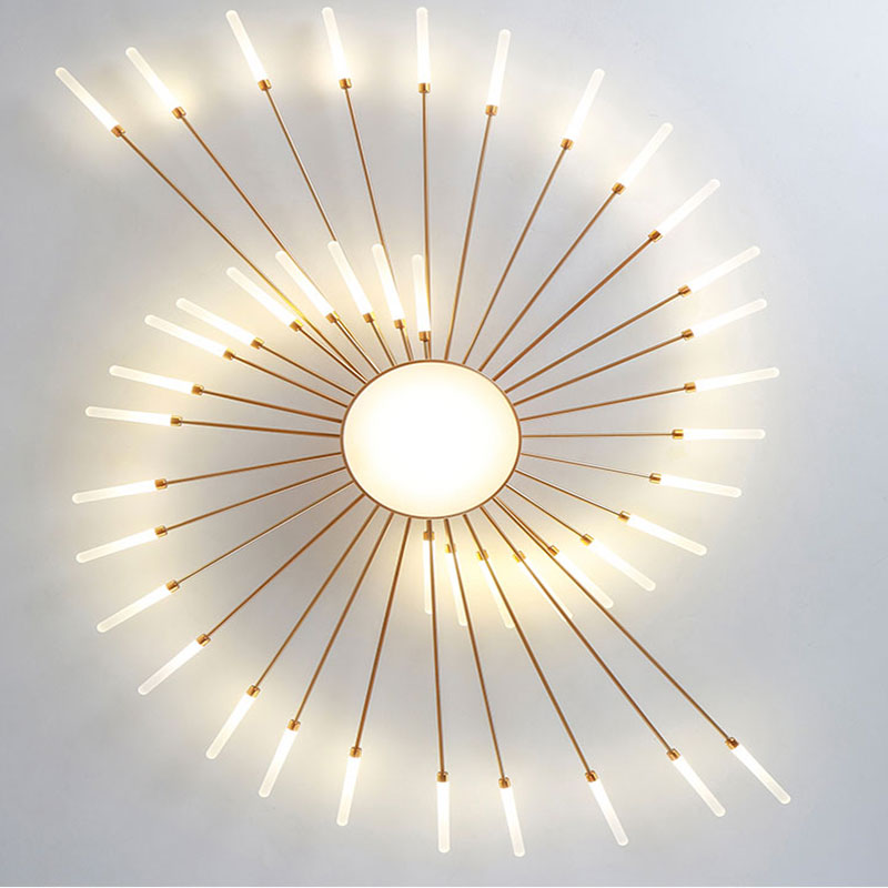 Starburst Dimmable LED Ceiling Light Flush Mount Black Gold Metal Acrylic Indoor Modern Fixture for Bedroom Living Room Dining Room | Thomler
