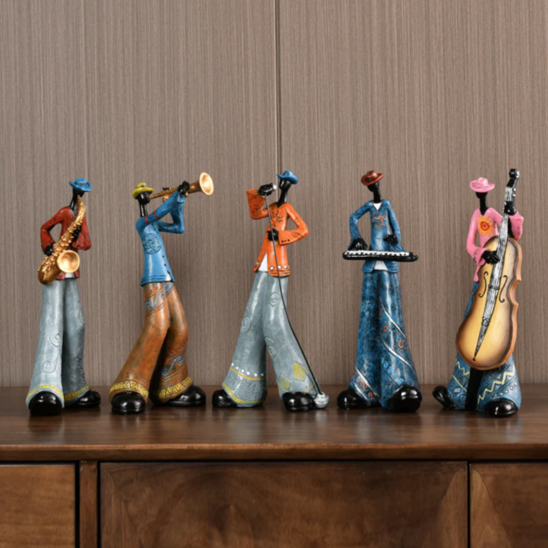Jazz Musician Resin Sculpture Set – Abstract Band Figurines for Living Room & Shelf Décor | Thomler