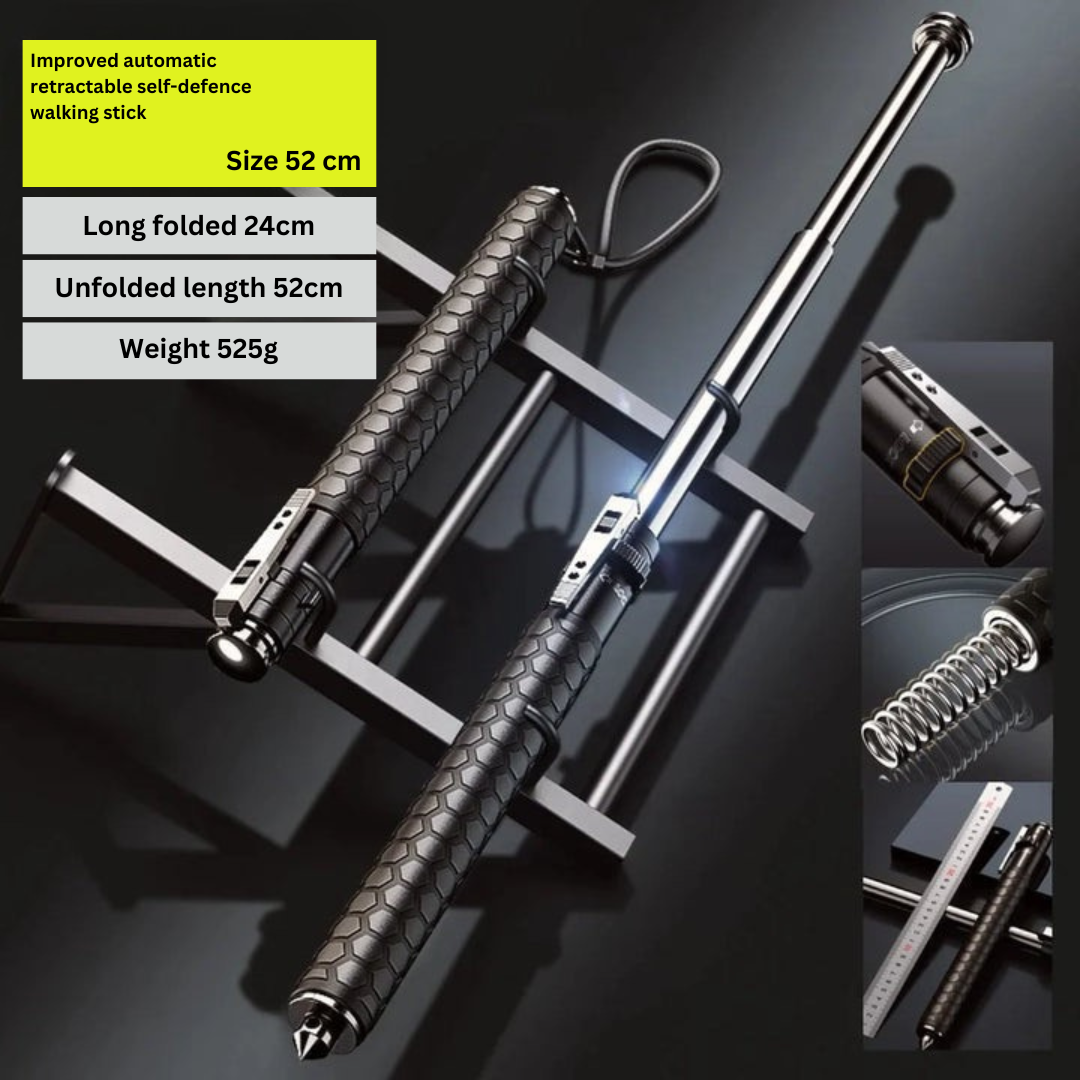 Spring-Loaded Defense Hiking Stick with Anti-Slip Grip for Trail & Urban Support | Thomler