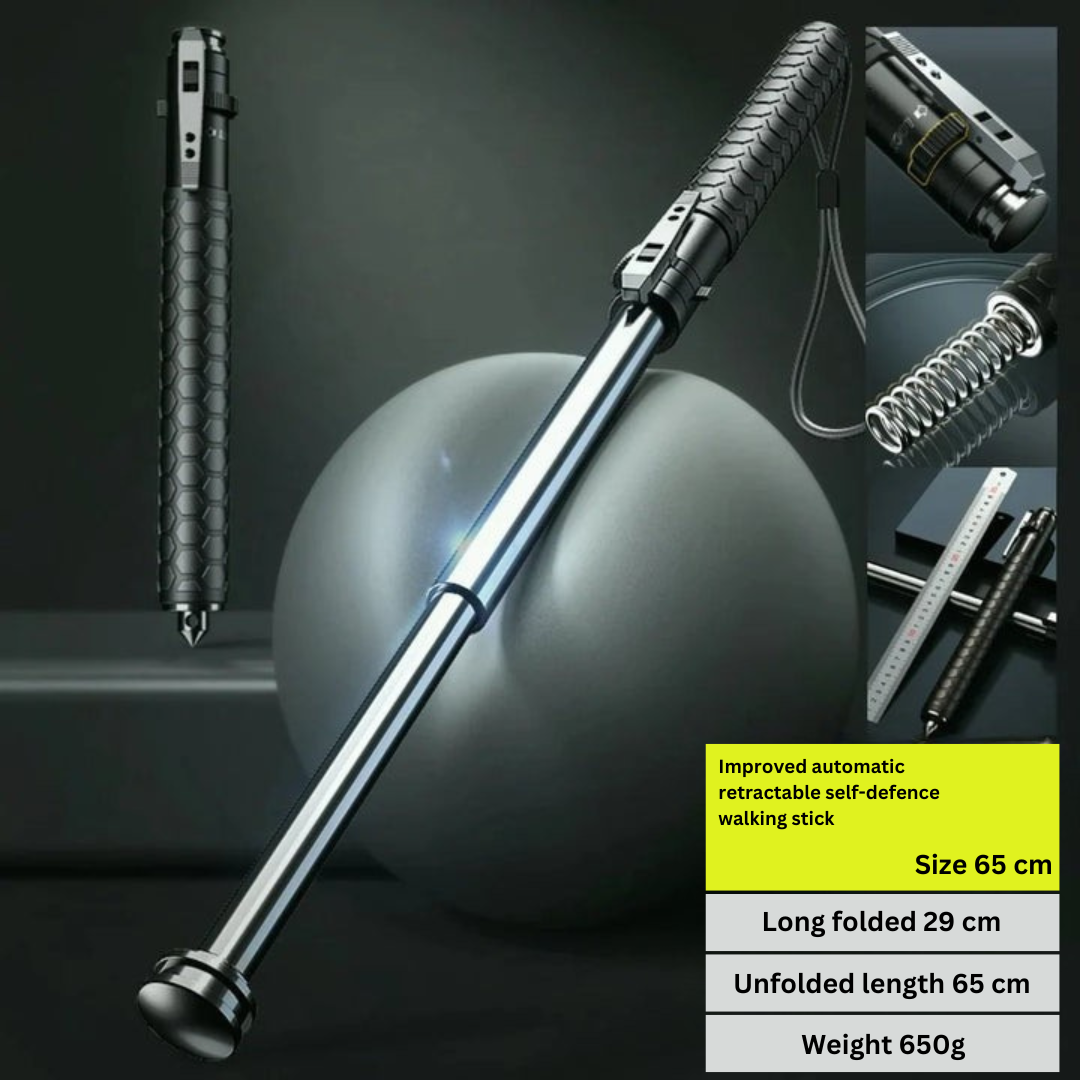 Spring-Loaded Defense Hiking Stick with Anti-Slip Grip for Trail & Urban Support | Thomler