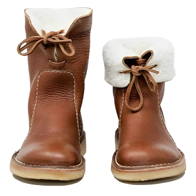 Women's Ankle Boots with Natural Fleece Lining Genuine Leather Waterproof Winter Footwear for Cold Weather Comfort | Thomler