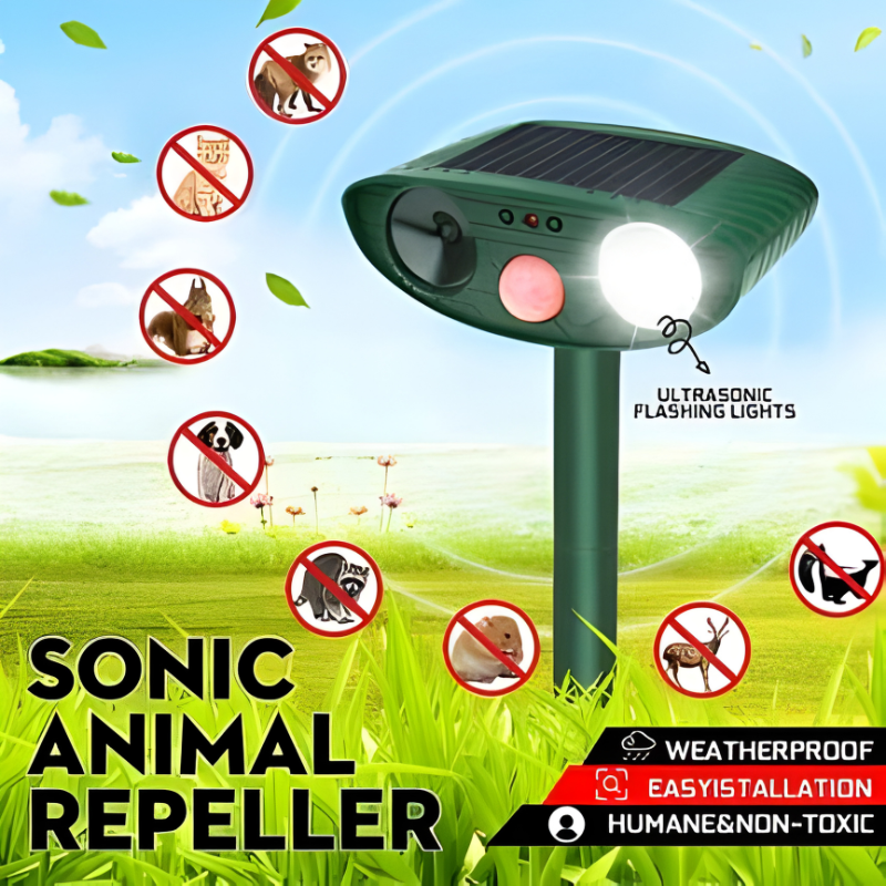 Solar Animal Deterrent Device for Yards Lawns Gardens with Motion Sensor Infrared Detection Waterproof Outdoor Pest Control for Squirrels Ra | Thomler