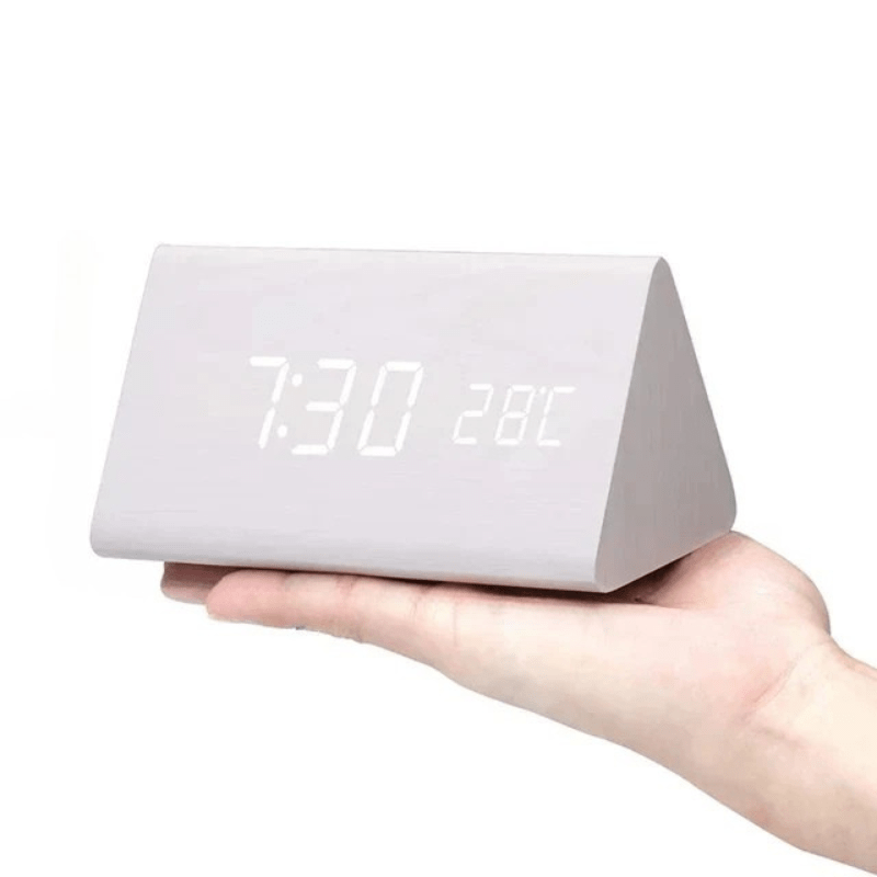 Voice-Activated Wooden LED Clock – Natural Grain Display for Bedroom or Living Room | Thomler