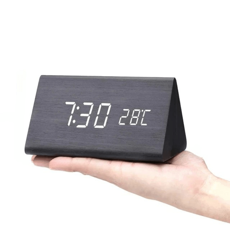 Voice-Activated Wooden LED Clock – Natural Grain Display for Bedroom or Living Room | Thomler
