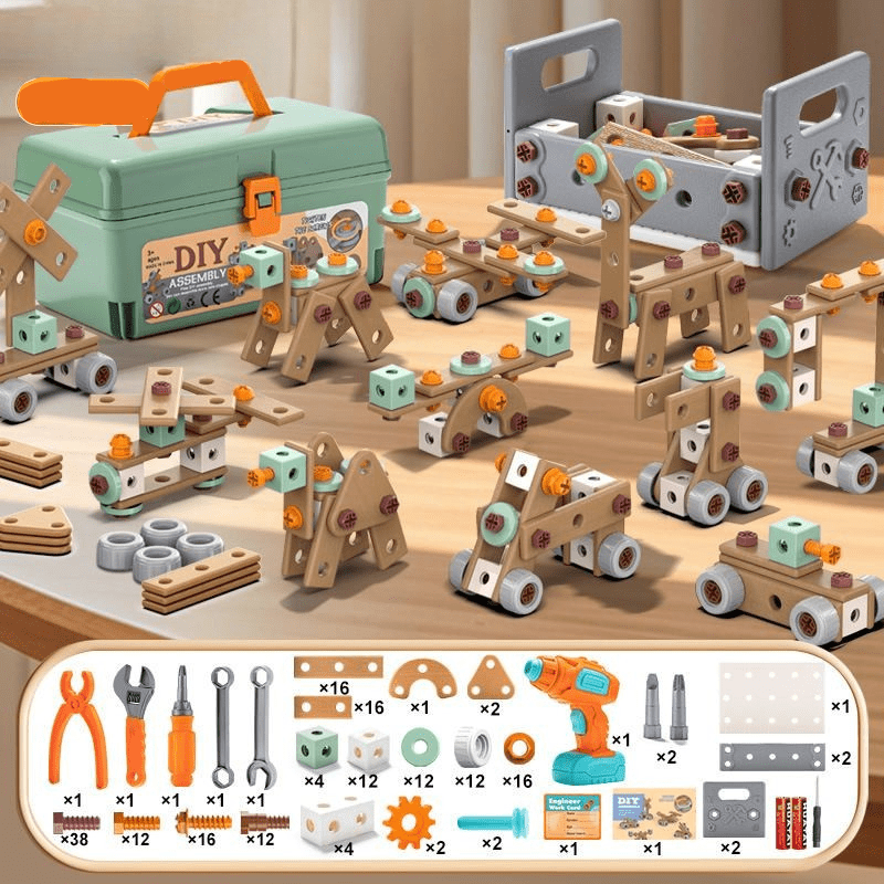 Toy Tool Set ABS Plastic 198 Piece Creative Building Role Play Motor Skills Construction Kit Rechargeable Educational Toy | Thomler