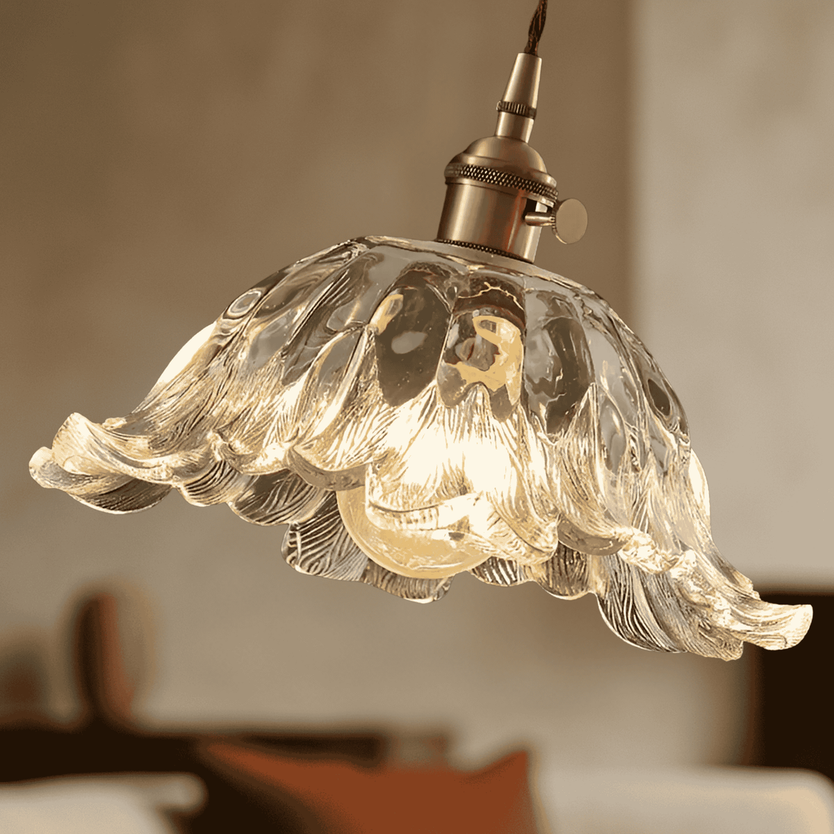 Walnut Wood & Brass Ceiling Fixture with Frosted Globe – Farmhouse Dining Room Overhead Lighting – Adjustable Drop Chandelier | Thomler