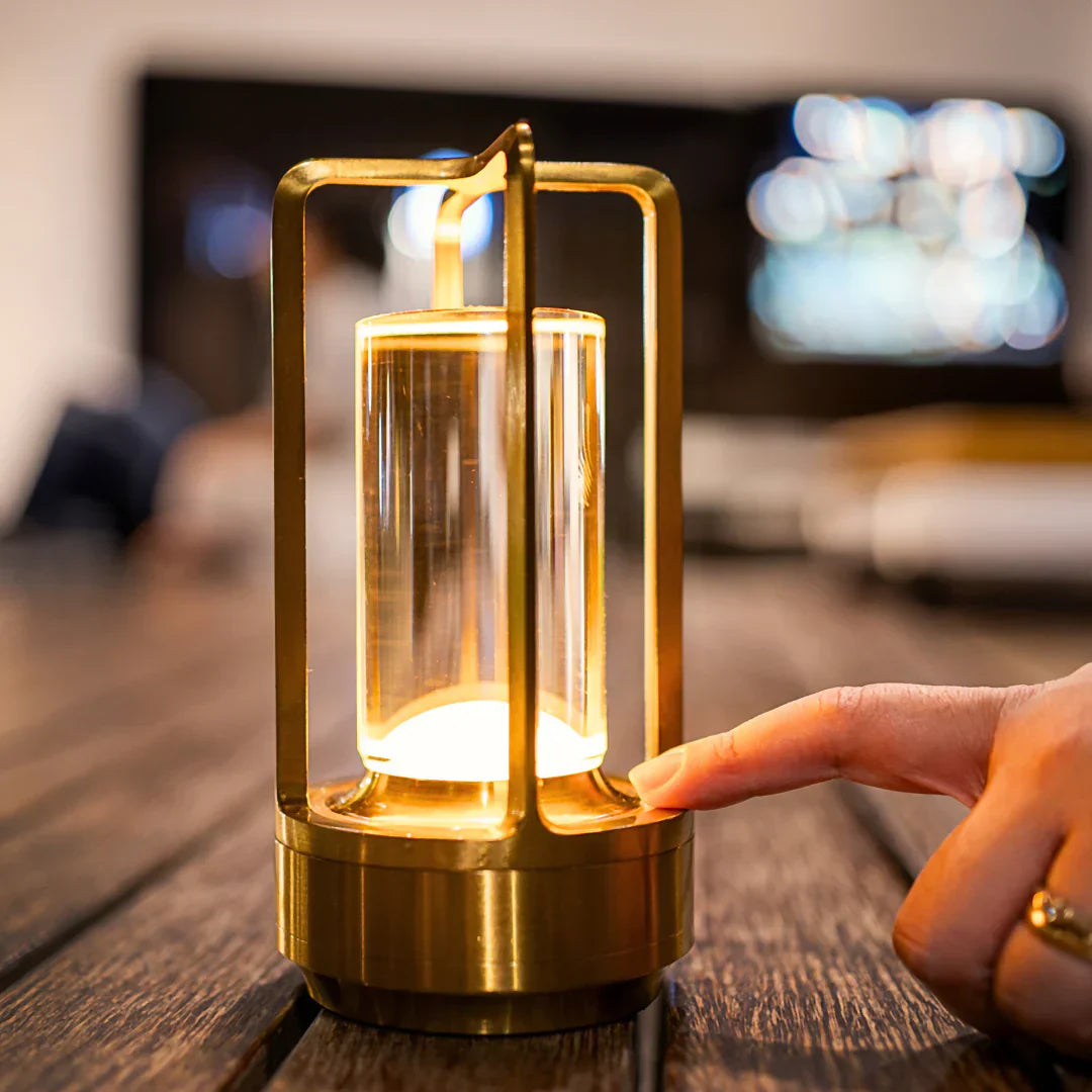 Table Lamp PVC Metal 7 in Cordless Crystal Accent Light Portable Bedroom Living Room Decorative Night Lamp | Thomler