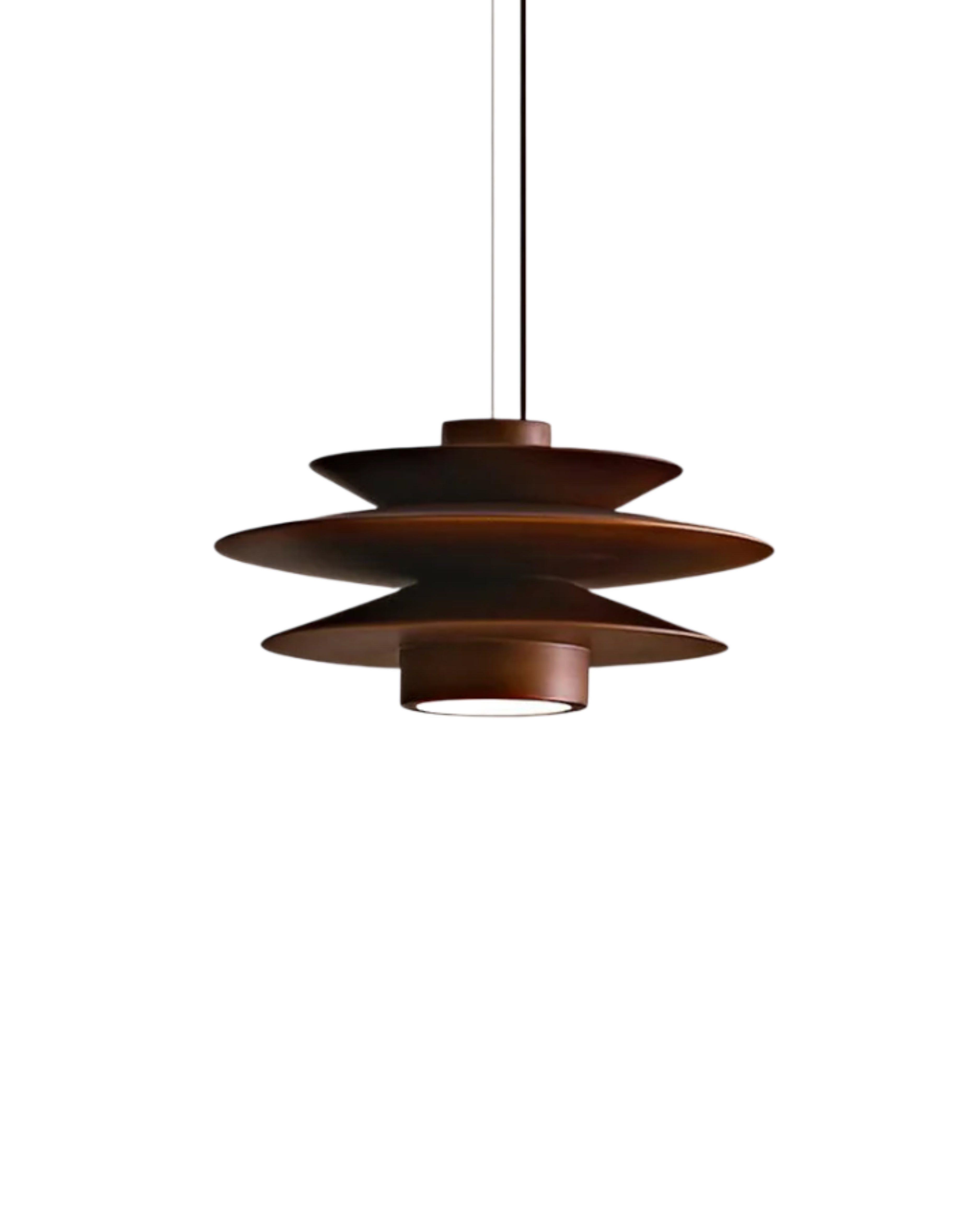 Moderne walnoot houten hanglamp met gelaagd design – stijlvolle plafondlamp voor eetkamer en woonkamer met warme lichtverspreiding | Sansoti