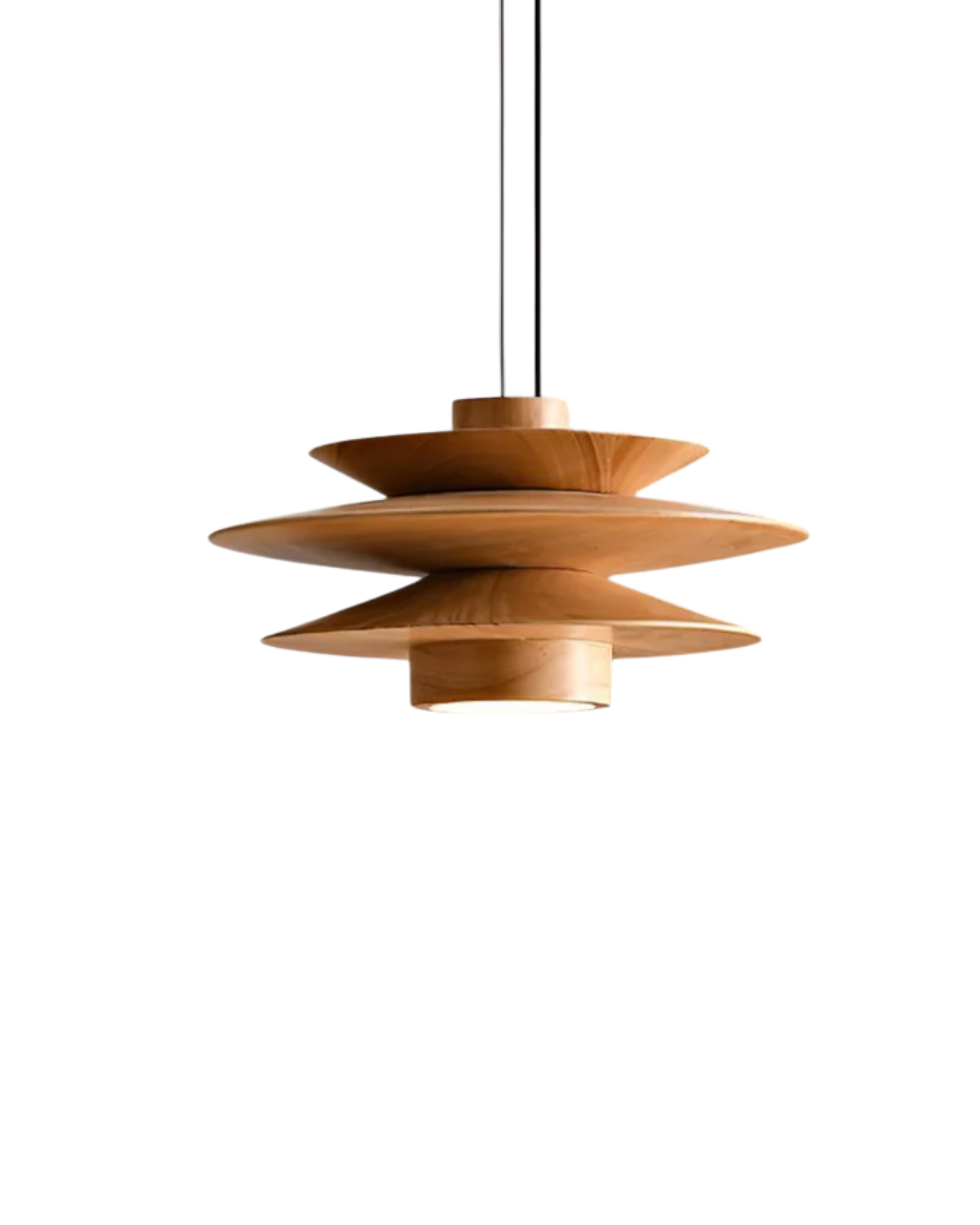 Moderne walnoot houten hanglamp met gelaagd design – stijlvolle plafondlamp voor eetkamer en woonkamer met warme lichtverspreiding | Sansoti