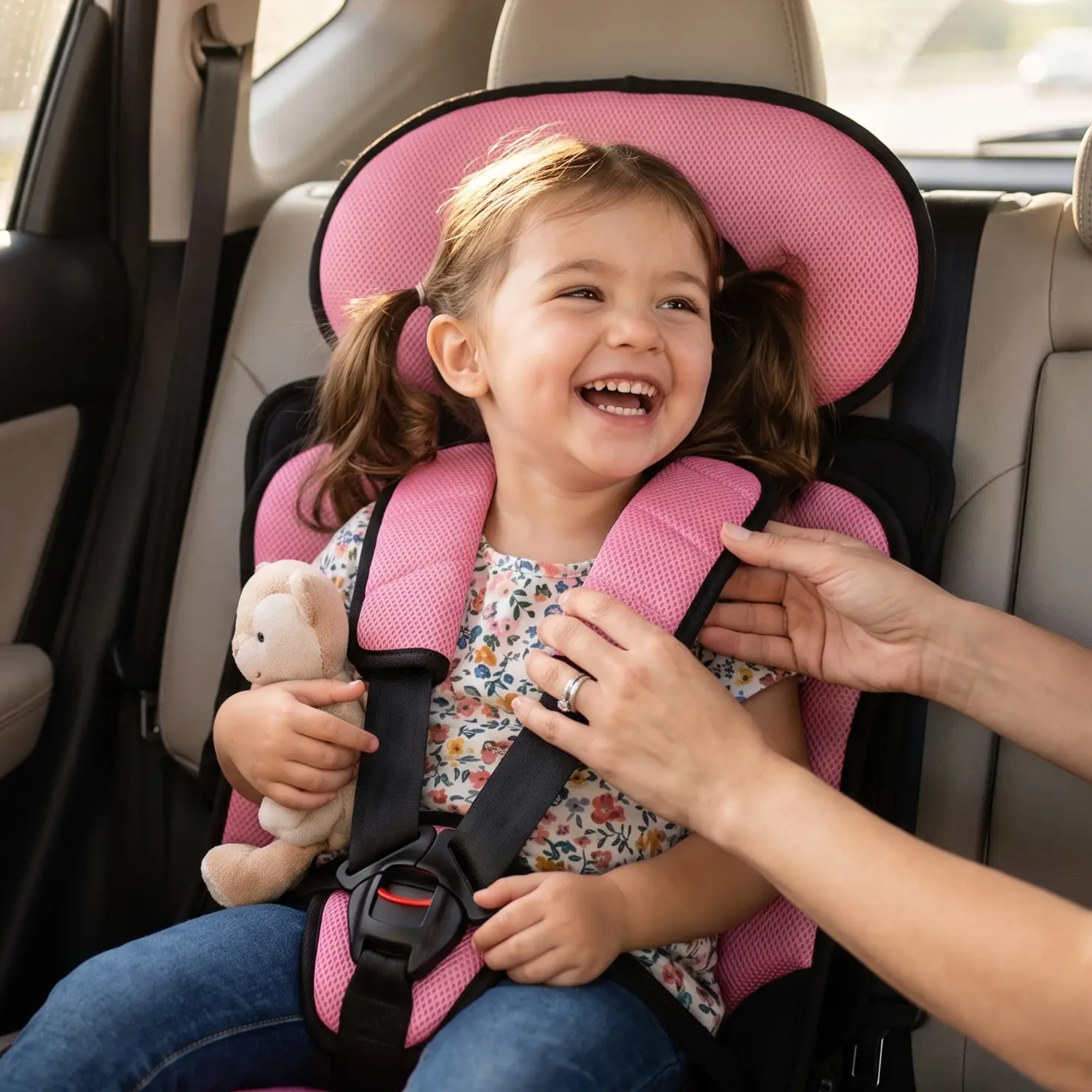 Collapsible Travel Booster Seat with 5-Point Harness for Kids 1-14 Years – Lightweight Car Safety Seat for Rideshares, Rentals & Family Trip | Thomler